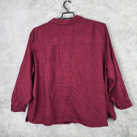 Womens Catherines Burgundy Shirt Button Up Long Sleeve 100% Polyester Size 4X - Picture 4 of 7